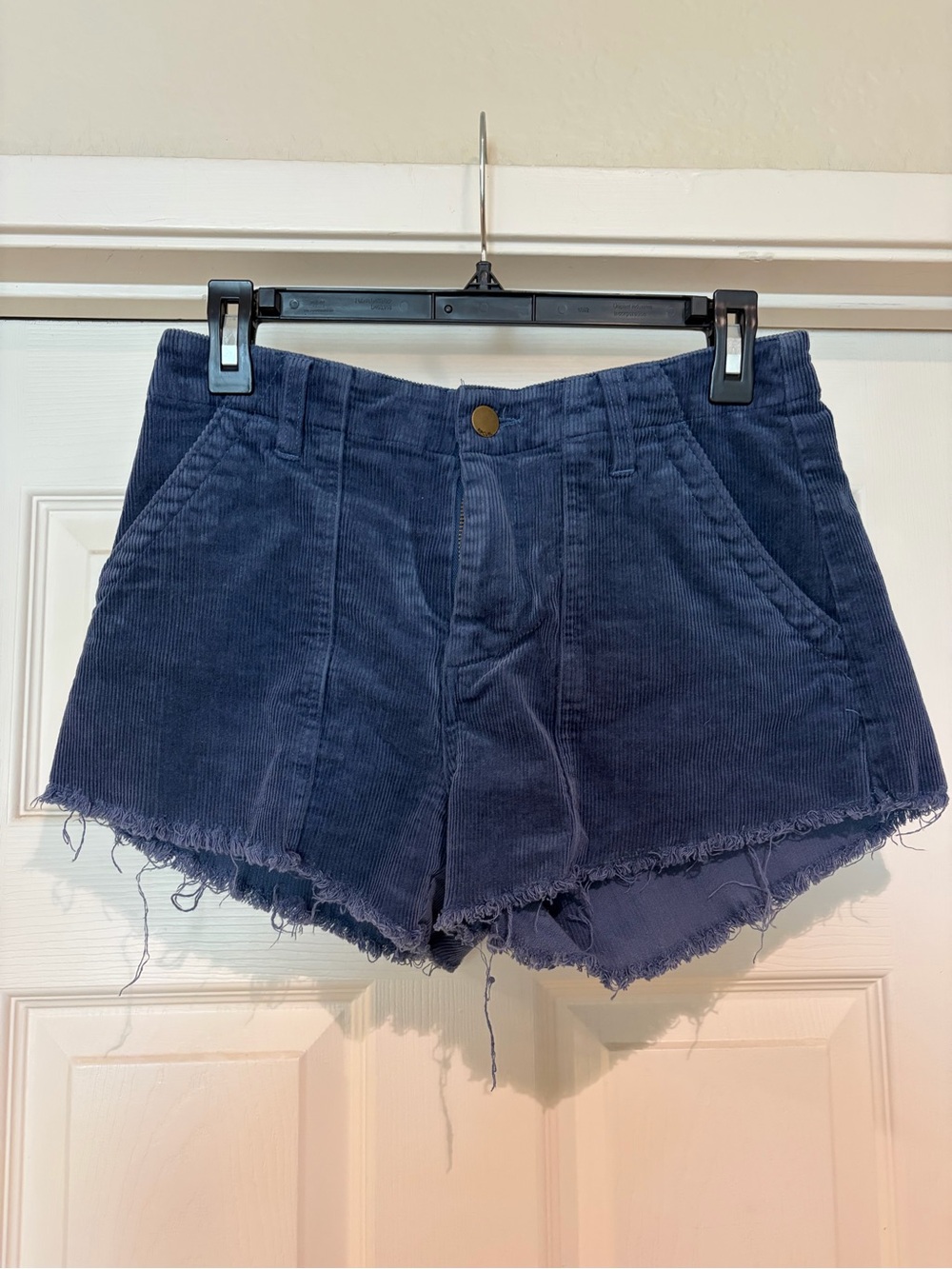 Rip Curl Navy Corduroy Frayed Hem Shorts